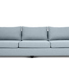 Euro four seater couch in pale blue linen front view