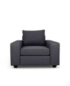 Euro single seater couch in charcoal linen front view