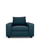 Euro single seater couch in midnight blue linen front view