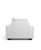 Euro single seater couch in white linen back view