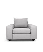 Euro single seater couch in white linen front view
