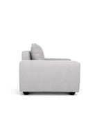 Euro single seater couch in white linen side view