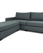 Euro three seater L shape couch in storm linen angled view