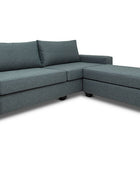 Euro three seater L shape couch in storm linen angled view