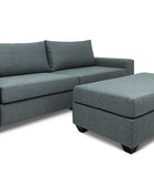 Euro three seater L shape couch in storm linen angled view