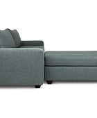 Euro three seater L shape couch in storm linen side view