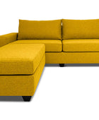 Euro three seater L shape couch in yellow linen front view