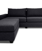Euro three seater L shape couch in licorice linen front view