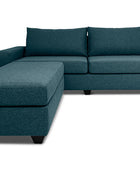 Euro three seater L shape couch in midnight blue linen front view