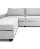 Euro three seater L shape couch in white linen front view