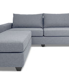 Euro three seater L shape couch in grey linen front view