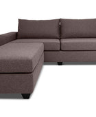 Euro three seater L shape couch in brown linen front view