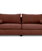 Euro three seater couch in chocolate brown suede front view