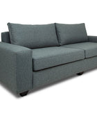 Euro three seater couch in storm linen angled view
