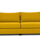 Euro three seater couch in yellow linen front view