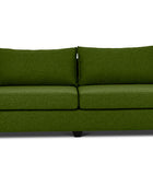 Euro three seater couch in avocado green linen front view
