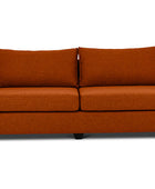 Euro three seater couch in baked clay linen front view