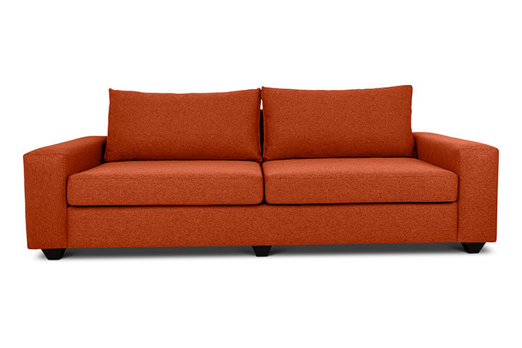 Euro three seater couch in ginger linen front view