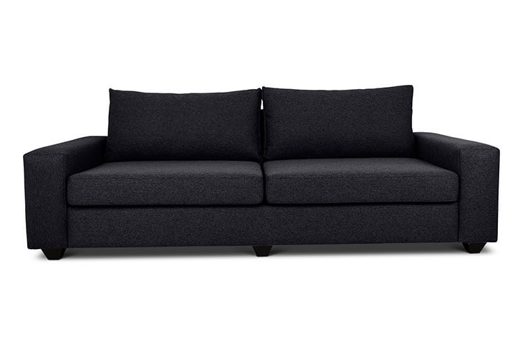 Euro three seater couch in charcoal linen front view
