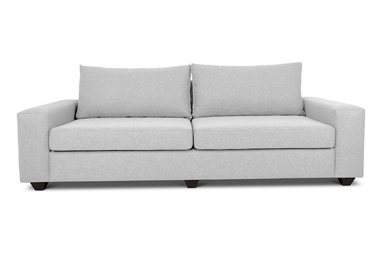 Euro three seater couch in white linen front view