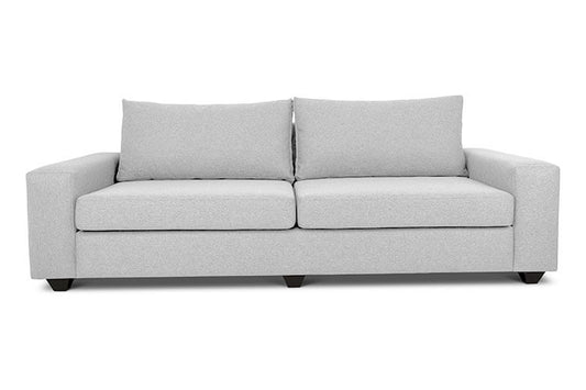 Euro three seater couch in white linen front view