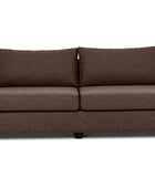 Euro three seater couch in brown linen front view