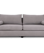 Euro three seater couch in bone grey suede front view