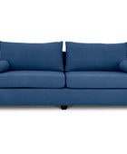 Euro three seater couch in indigo blue suede front view