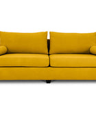 Euro three seater couch in ochre yellow suede front view