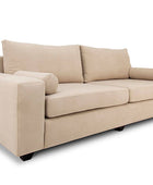 Euro three seater couch in sand suede angled view