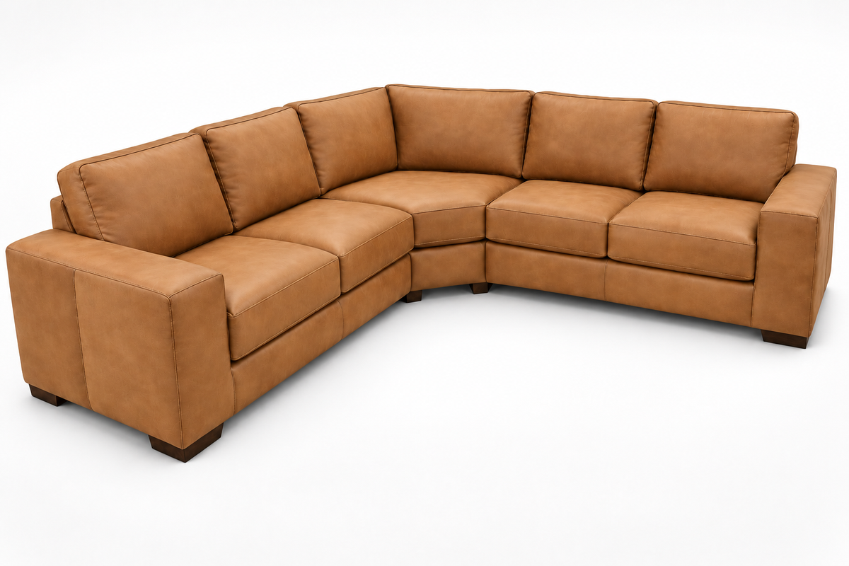 Everest corner suite in tan leather
