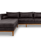 Harrison four seater L shape couch in ebony imitation leather front view