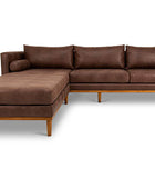 Harrison four seater L shape couch in sepia brown imitation leather front view