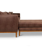Harrison four seater L shape couch in sepia imitation leather side view