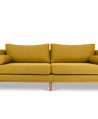 Harrison three seater couch in yellow linen front view