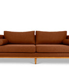 Harrison three seater couch in teak brown linen front view