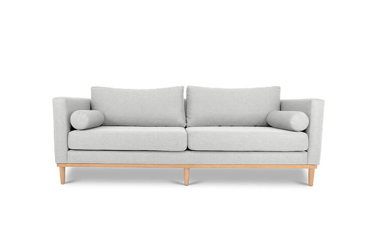 Harrison three seater couch in white linen front view