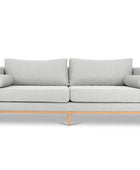 Harrison three seater couch in white linen front view