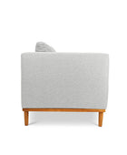 Harrison three seater couch in white linen side view