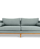 Harrison three seater couch in pale blue linen front view