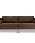 Harrison three seater couch in teak brown linen front view