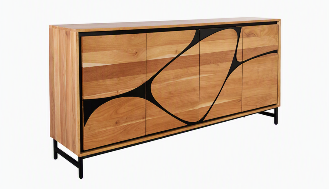 Avani Sideboard – Acacia Wood and Black Metal Legs