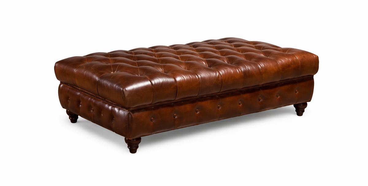 Dingaan Diamond Button Leather Ottoman