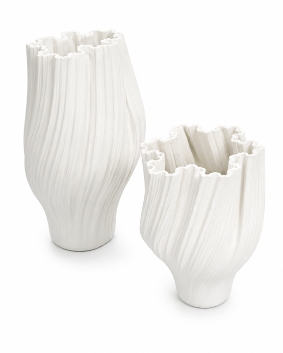 White Grooved Vase – CER-FC26029