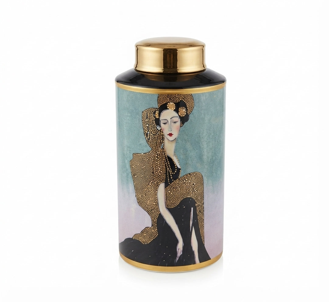 Ginger Jar with Lady Design – Large – CER-FC26005A