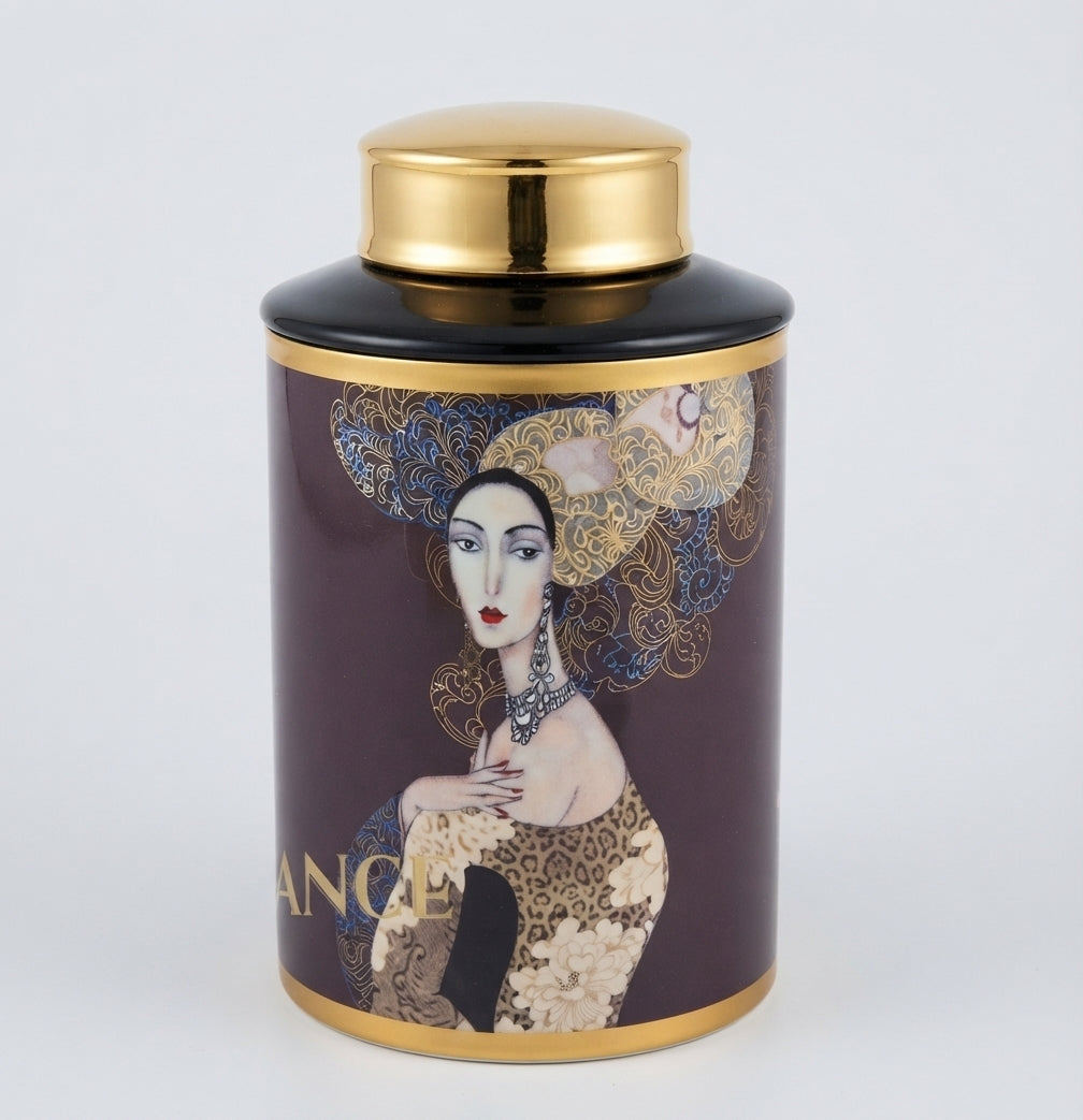Ginger Jar with Lady Design – Medium – CER-FC26005B