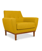 Jansen single seater couch yellow linen angled view