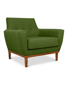 Jansen single seater couch avocado green linen angled view