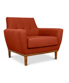 Jansen single seater couch ginger linen angled view
