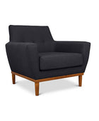 Jansen single seater couch charcoal linen angled view